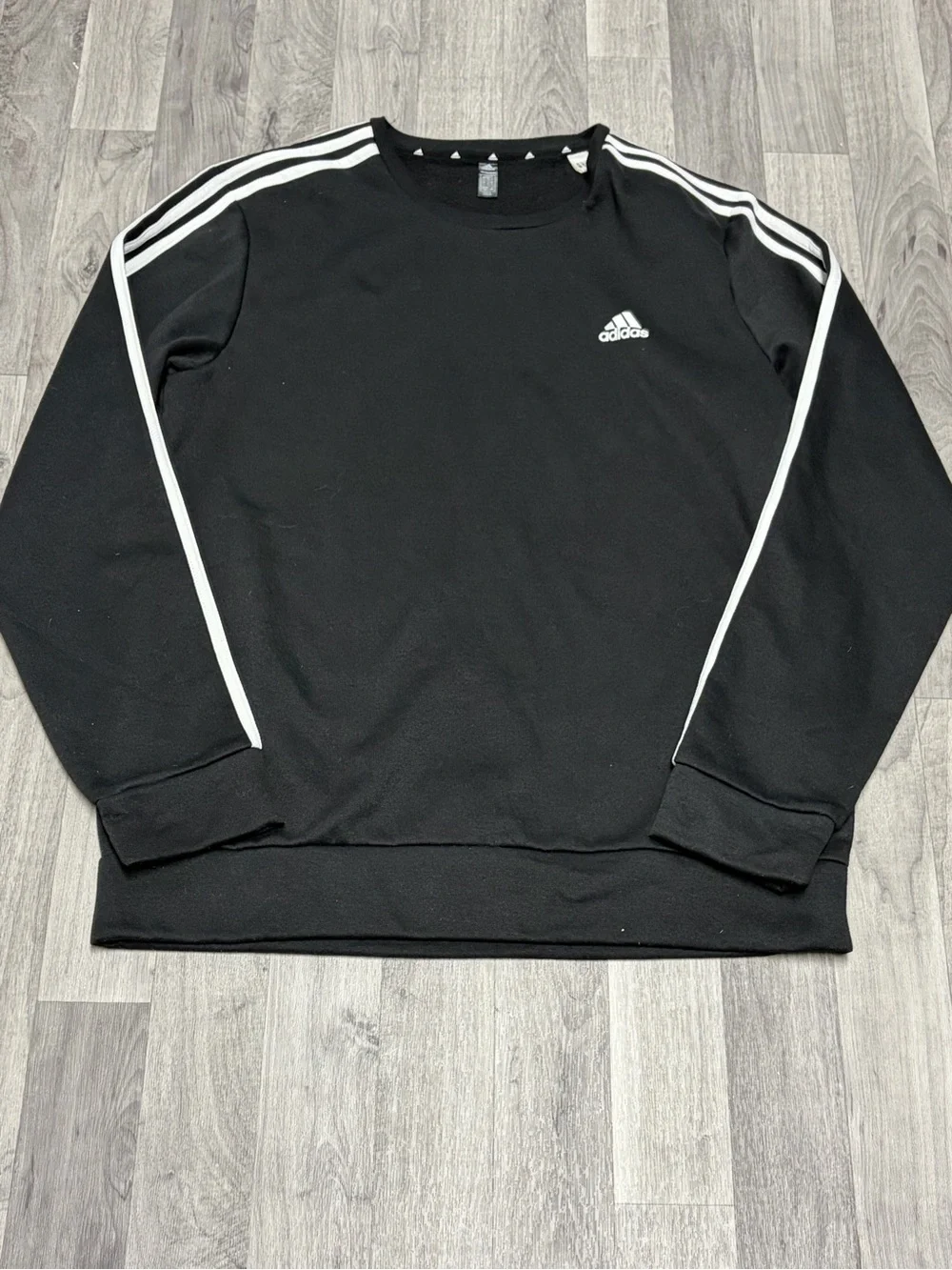adidas Black Crewneck Sweatshirt with White Stripes